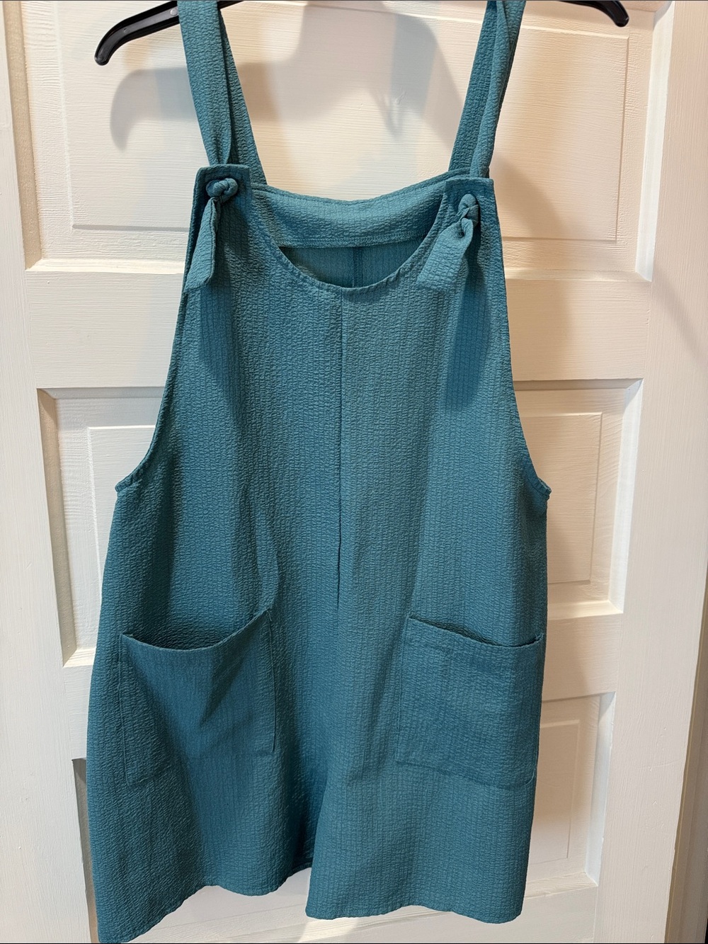 Women’s Teal Knit Pinafore One-Piece Romper